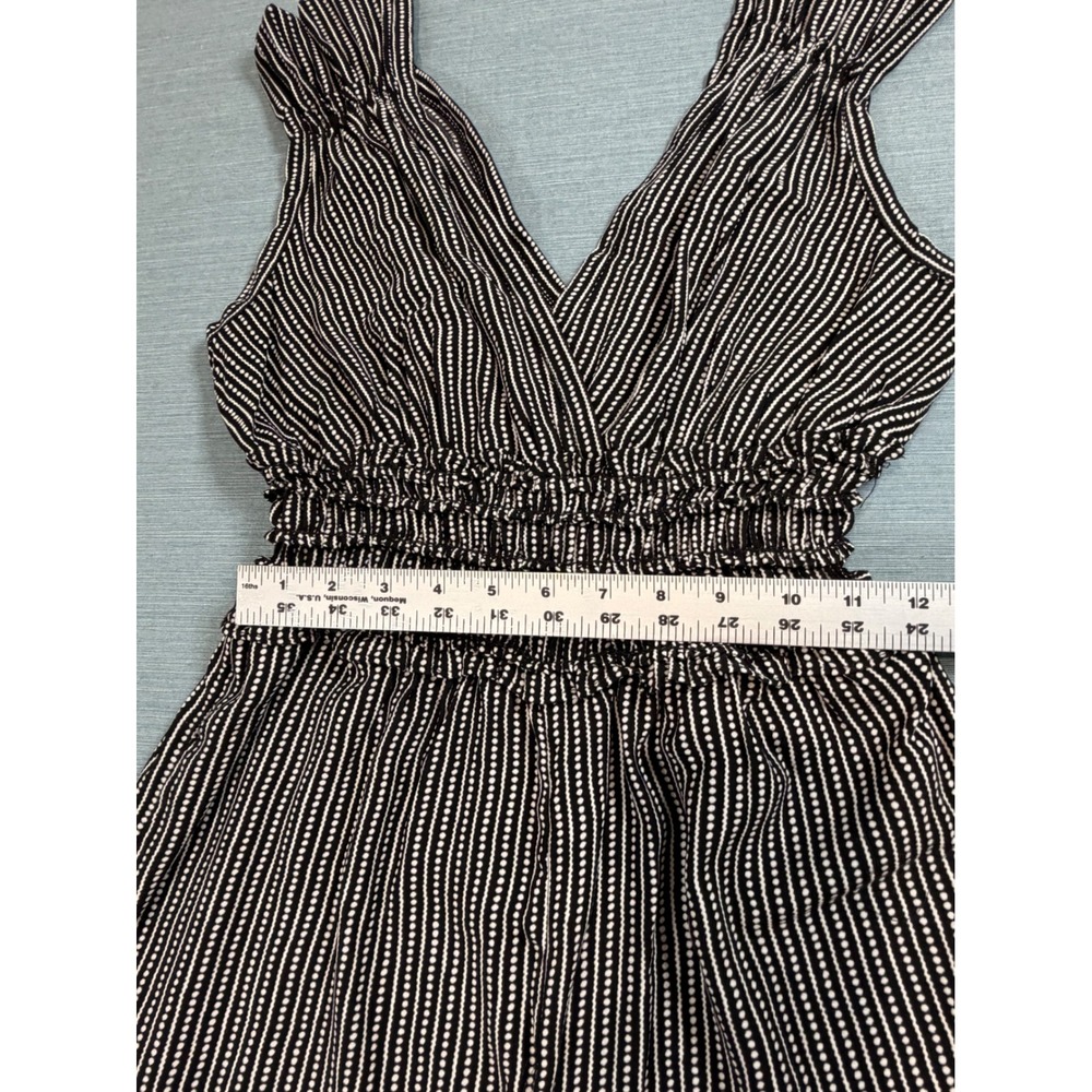 Unbranded Wide Leg Jumpsuit Womens M Black White Excellent Dotted Stripe Ruffle - Picture 8 of 12